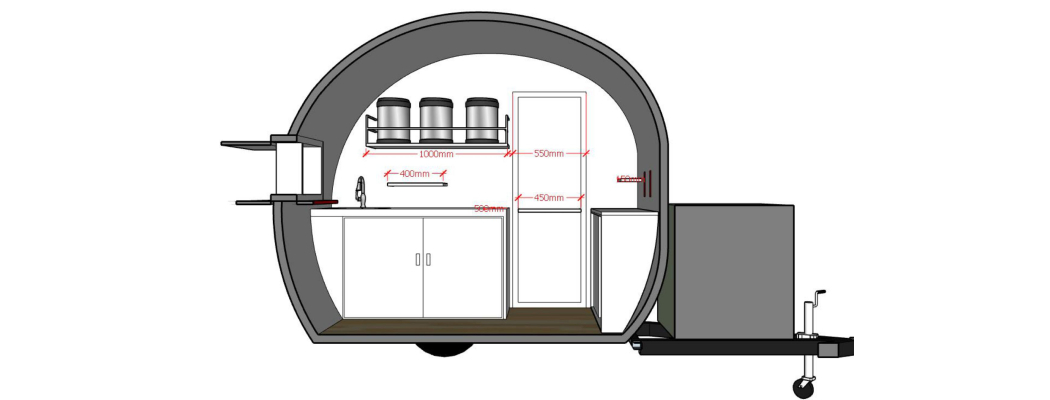 8ft custom mobile bubble tea trailer design